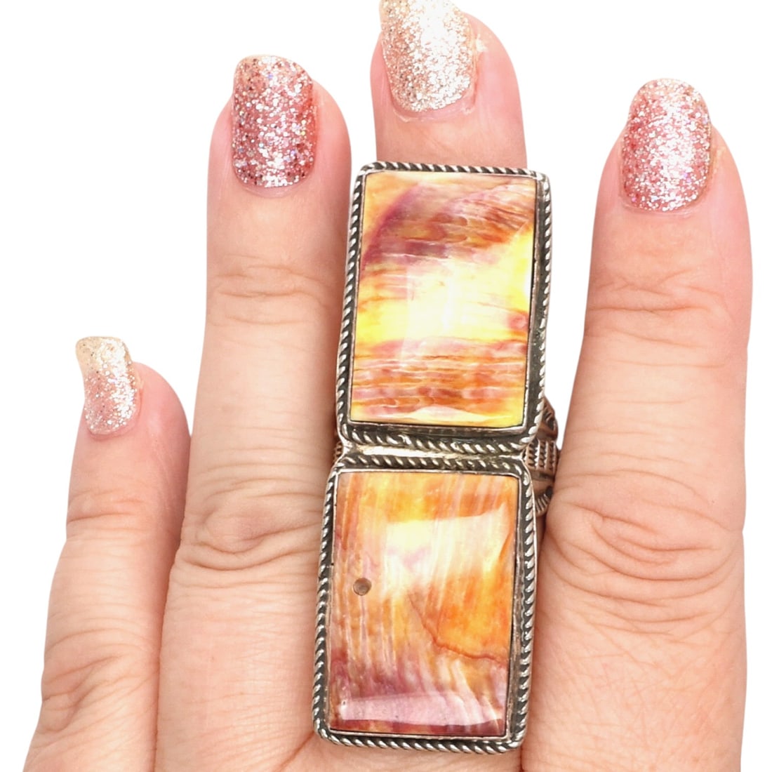 Leonard Maloney Navajo Sterling Spiny Oyster Ring Sz 10.25: Leonard Maloney Navajo Sterling Spiny Oyster Ring Sz 10.25, 36g