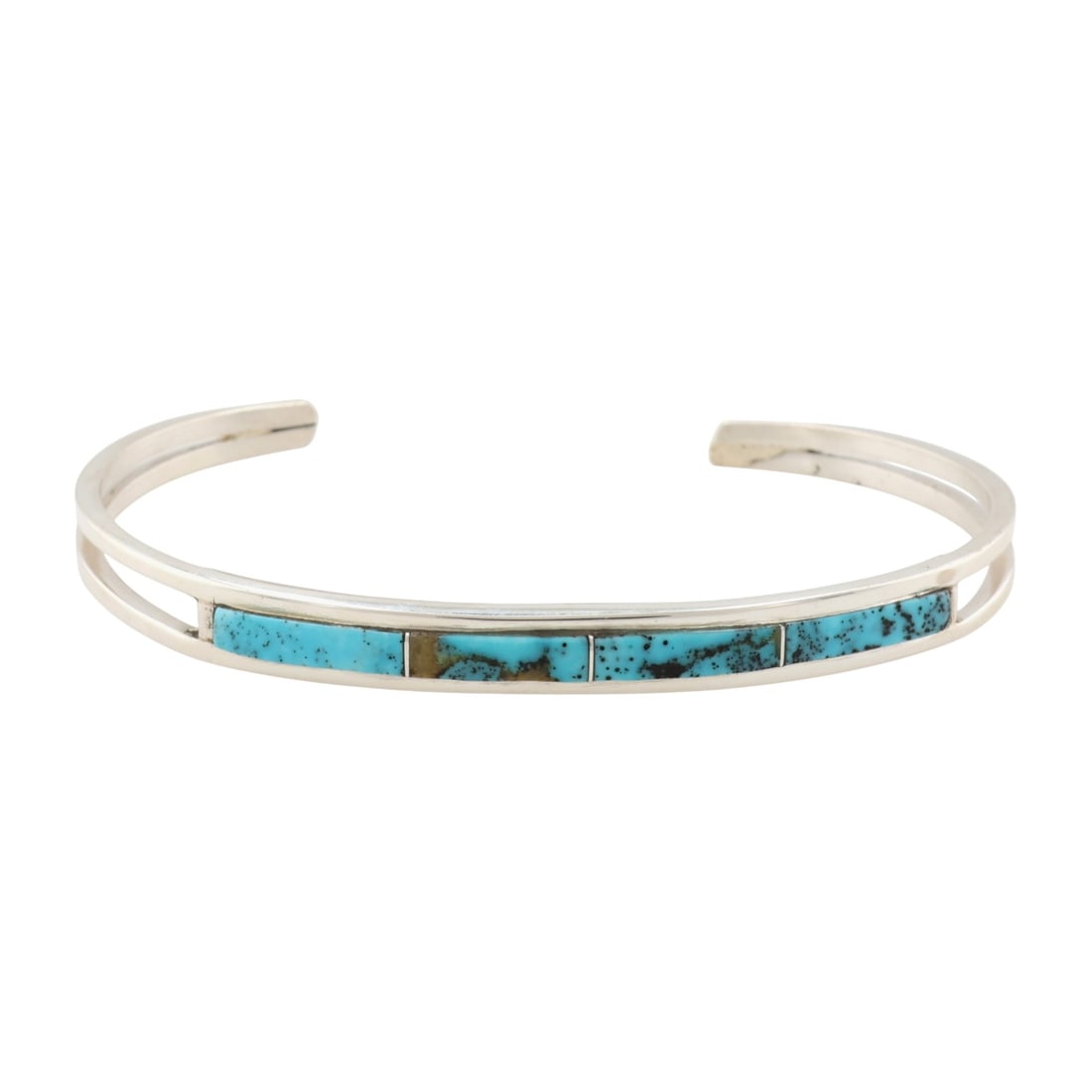 Jamie Johnson Navajo Sterling Turquoise Inlay Cuff Bracelet (1 of 9)