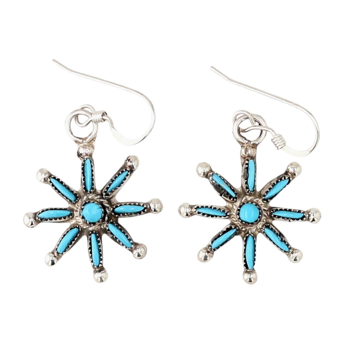 Lerna Mahkee Zuni Sterling Needlepoint Kingman Turquoise Earrings (1 of 4)