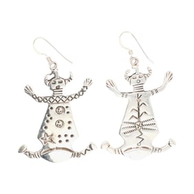 Allison Manuelito Navajo Plain Silver Mother Earth Father Sky Earrings