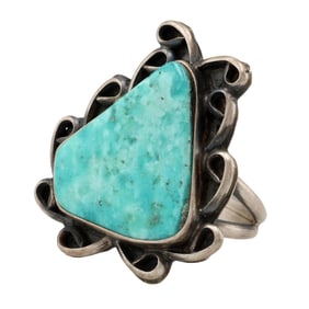 Betta Lee Navajo Sterling Sonoran Gold Turquoise Ring Sz 7.5