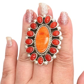 Melvin & Tiffany Jones Navajo Sterling Multi-Stone Ring Sz 7