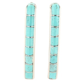 Monica Kanesta Navajo Sterling Turquoise Inlay Earrings