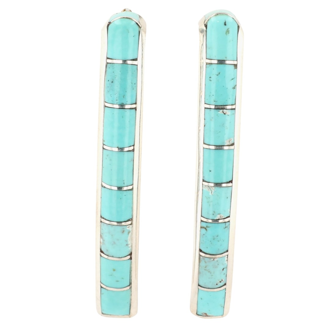 Monica Kanesta Navajo Sterling Turquoise Inlay Earrings (1 of 4)