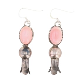 Tia Long Navajo Sterling Pink Conch Earrings