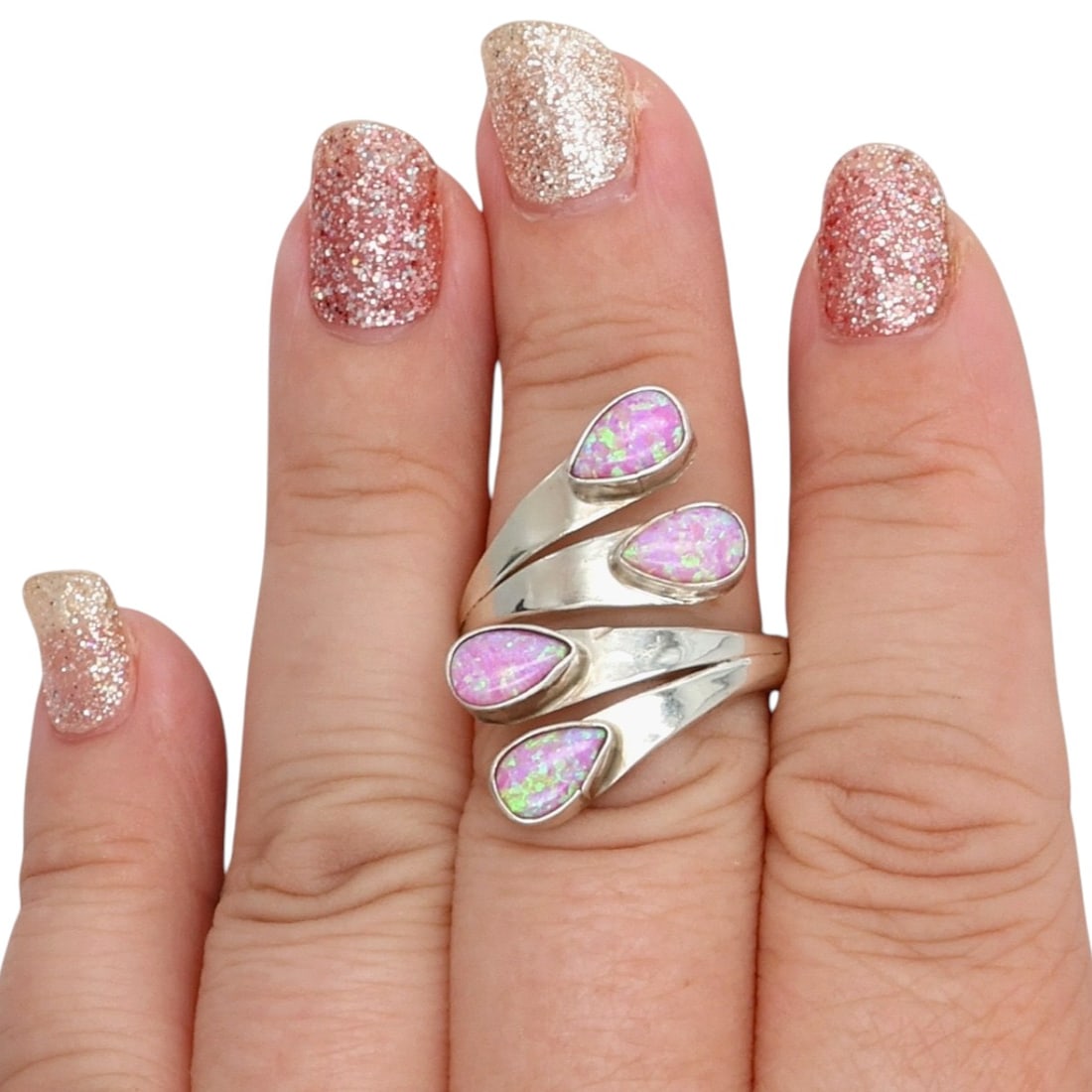 Thomas Yazzie Navajo Sterling Opal Adjustable Ring: Thomas Yazzie Navajo Sterling Opal Adjustable Ring 6.5g, Sz 7.75