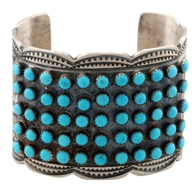 Tillie Jon Navajo Sterling Kingman Turquoise Cuff Bracelet