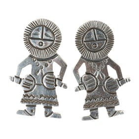 Zandra Tahy Navajo Sterling Kachina Earrings