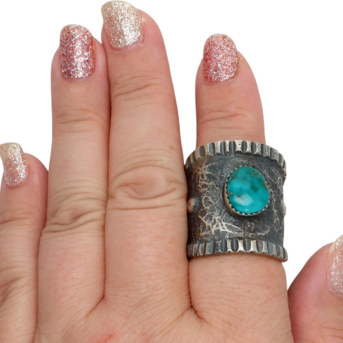 Cody Noble Begay Navajo Sterling Turquoise Ring Sz 10.75 (1 of 7)