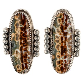 Phillip Yazzie Navajo Sterling Jasper Earrings