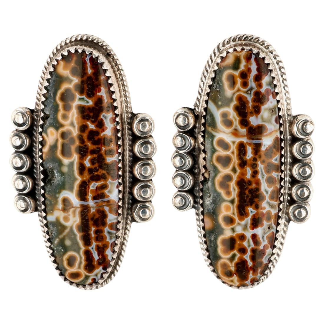 Phillip Yazzie Navajo Sterling Jasper Earrings (1 of 6)