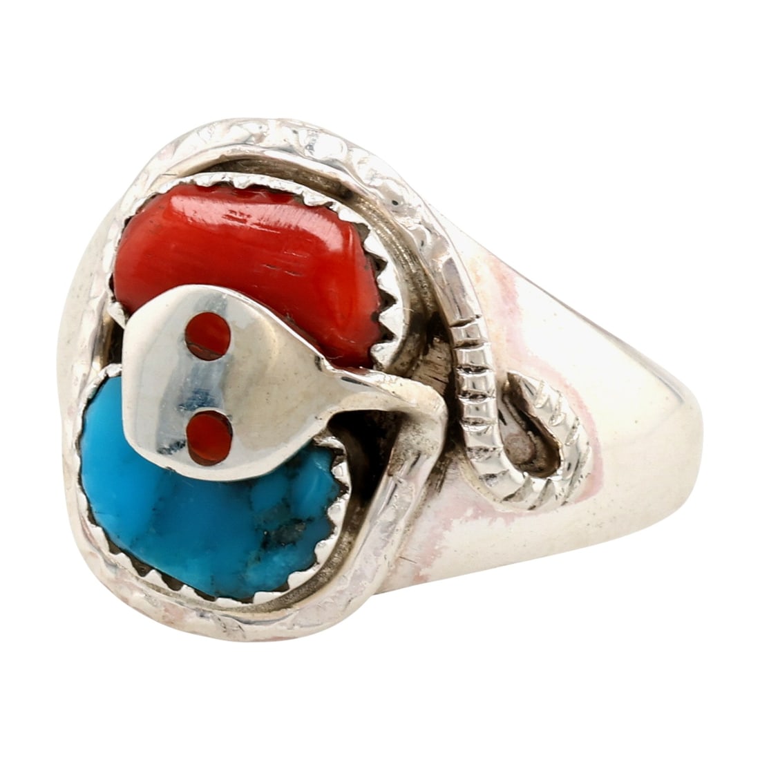 Joy Calavaza Zuni Sterling Multi-Stone Snake Ring Sz 8.25 (1 of 9)