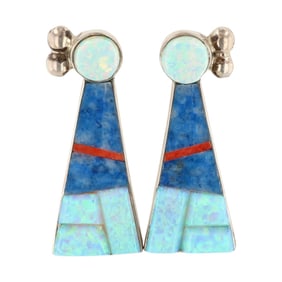 Melvin Francis Navajo Sterling Multi-Stone Inlay Earrings
