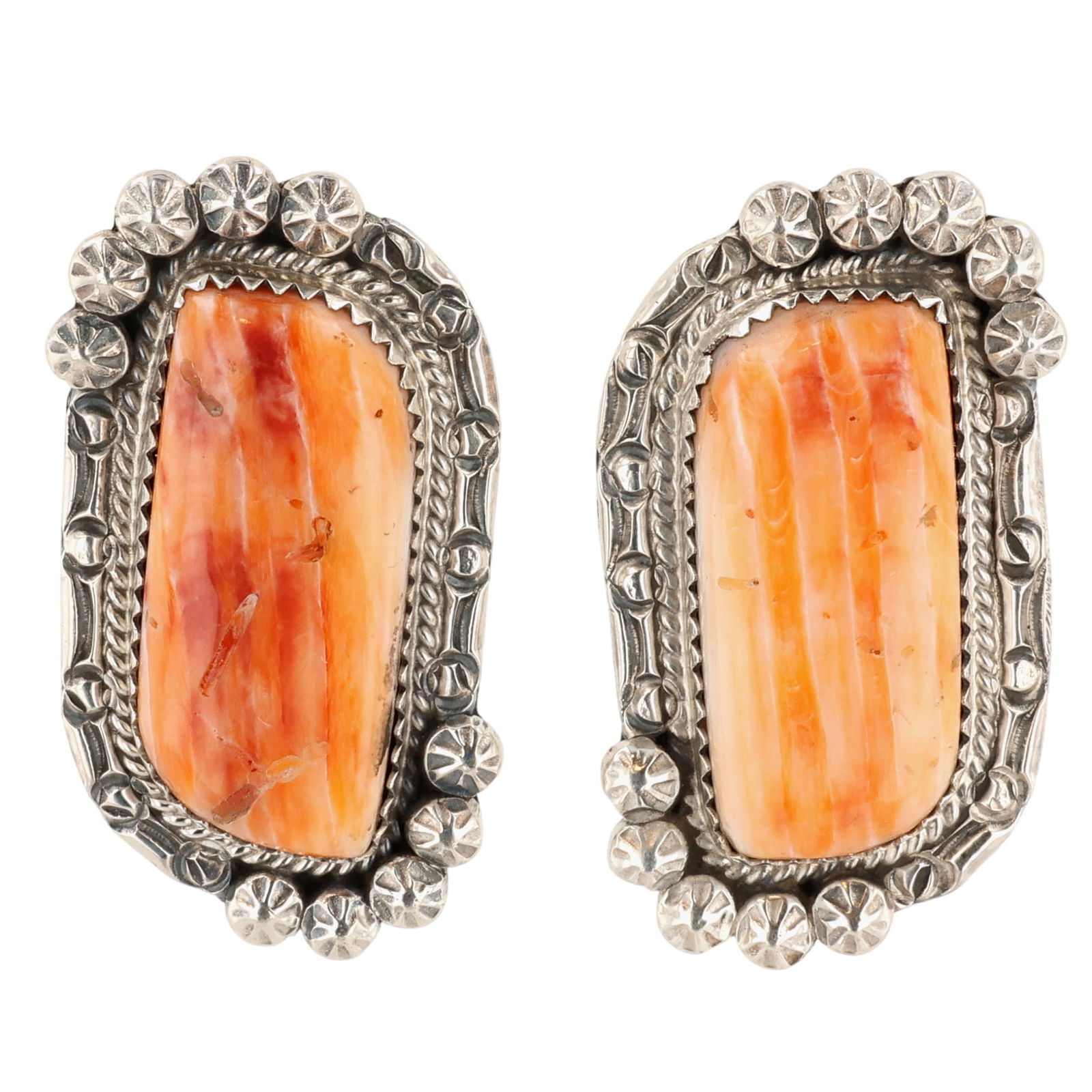 Phillip Yazzie Navajo Sterling Spiny Oyster Earrings (1 of 4)
