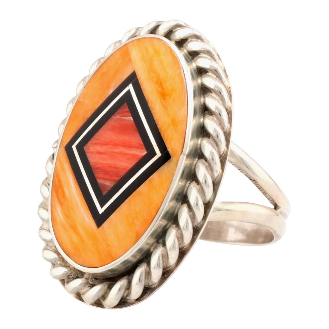Curtis Many Skeets Navajo Sterling Multi-Stone Inlay Ring Sz 7.25 (1 of 8)