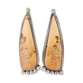 Phillip Yazzie Navajo Sterling Jasper Earrings
