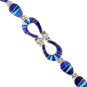 Calvin Begay Navajo Sterling Multi-Stone Inlay Bracelet