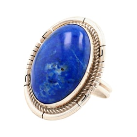 David Skeets Navajo Sterling Lapis Ring Sz 9.25