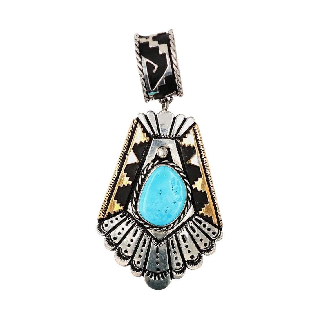 T&R Singer Sterling Blue Ridge Turquoise Pendant (1 of 5)