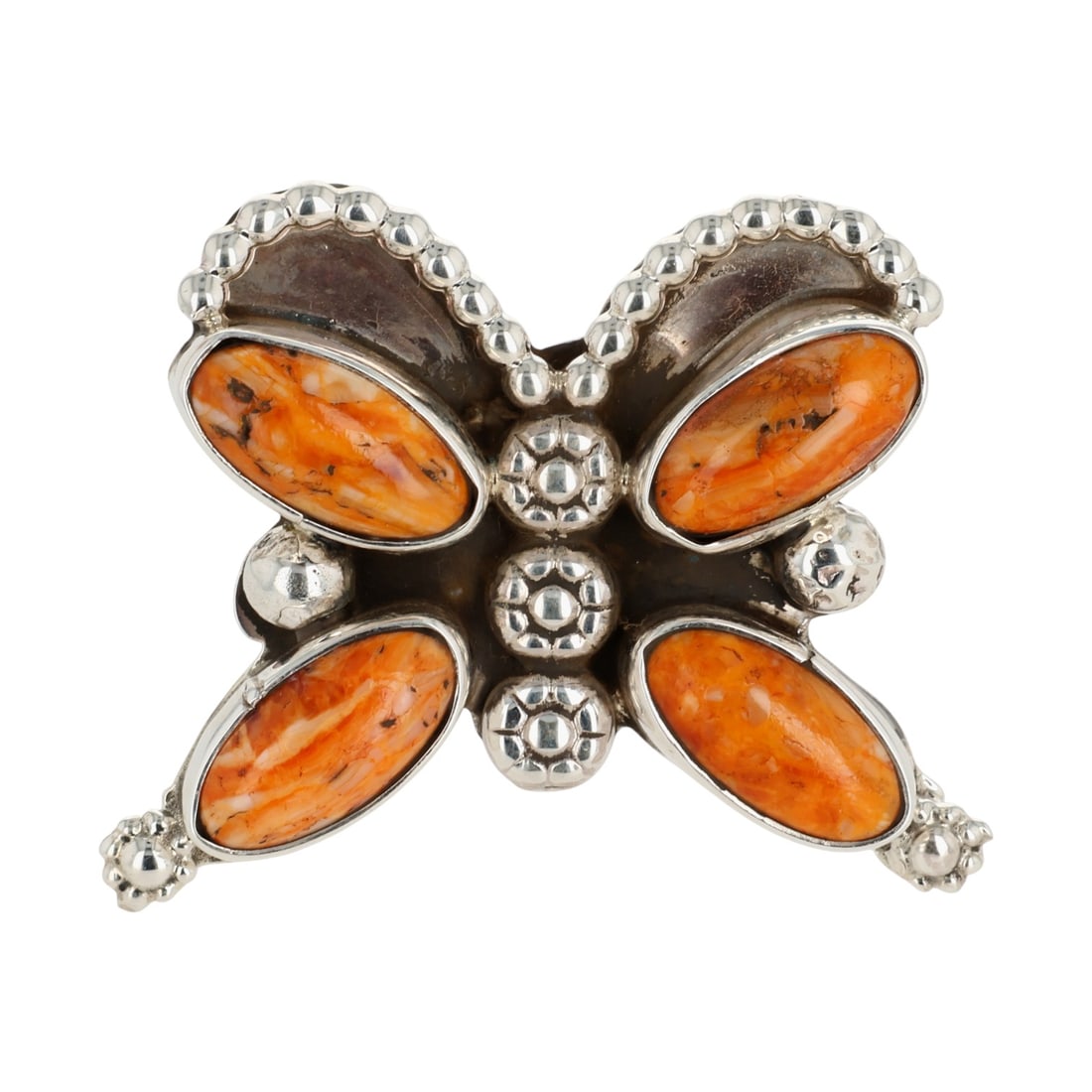 Darlene Begay Navajo Sterling Spiny Oyster Butterfly Adjustable Ring (1 of 7)