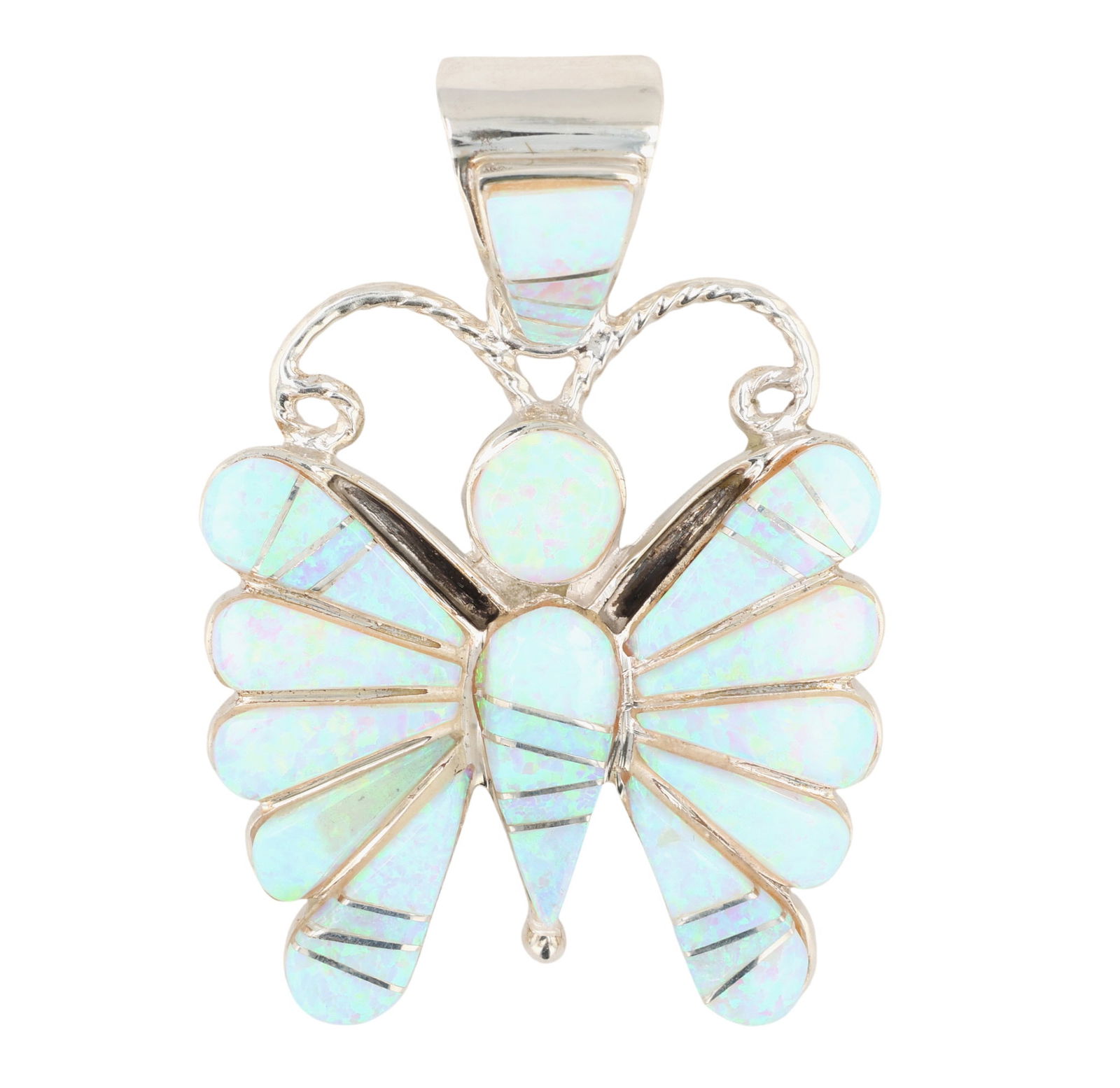 Calvin Begay Navajo Sterling Opal Inlay Butterfly Pendant (1 of 5)