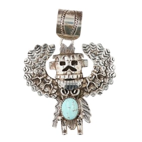 Alonzo Mariano Navajo Sterling Turquoise Kachina Pendant