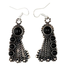 Devin Brown Navajo Sterling Onyx Drop Dangle Earrings