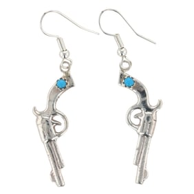 Lorraine Chee Navajo Sterling Turquoise Pistol Earrings