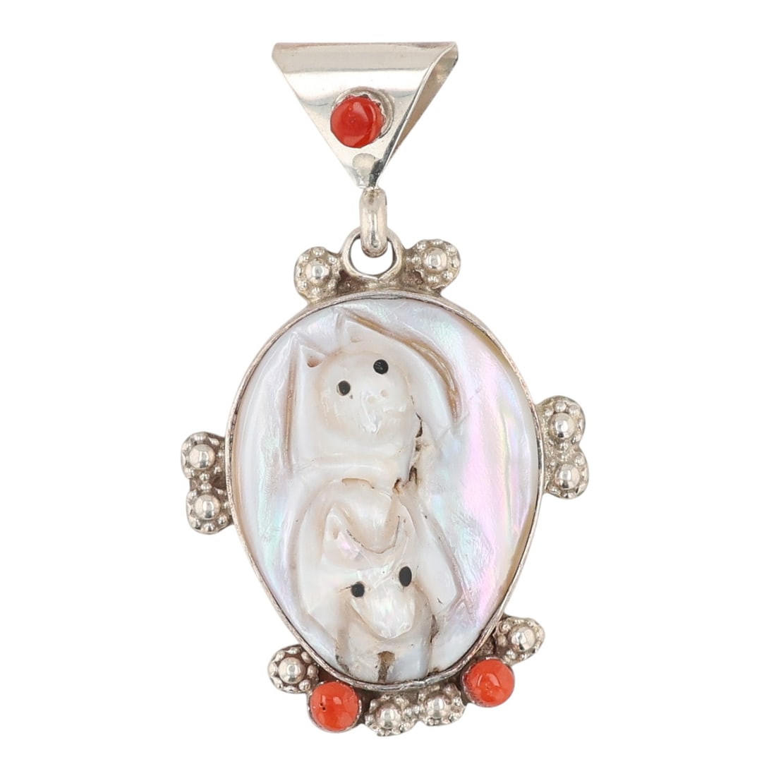 Maxx Laate Zuni Sterling Carved Multi-Stone Pendant (1 of 4)