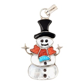 Tamara Pinto Zuni Sterling Multi-Stone Inlay Snowman Pendant