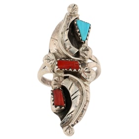 Caroline Nez Navajo Sterling Multi-Stone Ring Sz 5.25