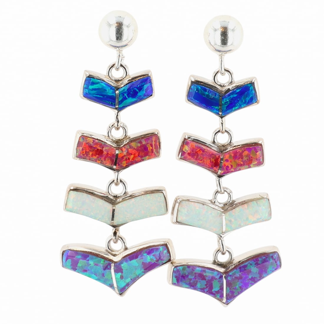 Eugene Chee Navajo Sterling Opal Drop Dangle Earrings (1 of 5)