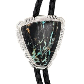Rick Tolino Navajo Sterling Blackjack Turquoise Bolo Tie