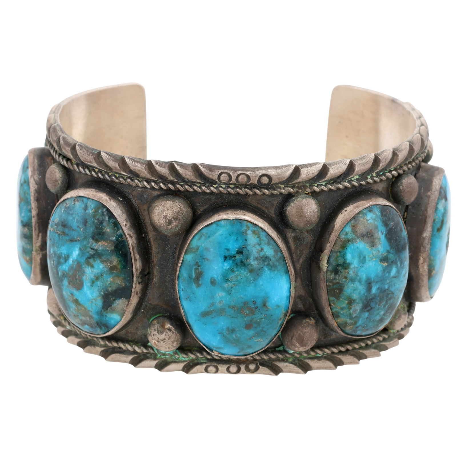 Donovan Nez Navajo Sterling Kingman Turquoise Cuff Bracelet: Donovan Nez Navajo Sterling Kingman Turquoise Cuff Bracelet 112g