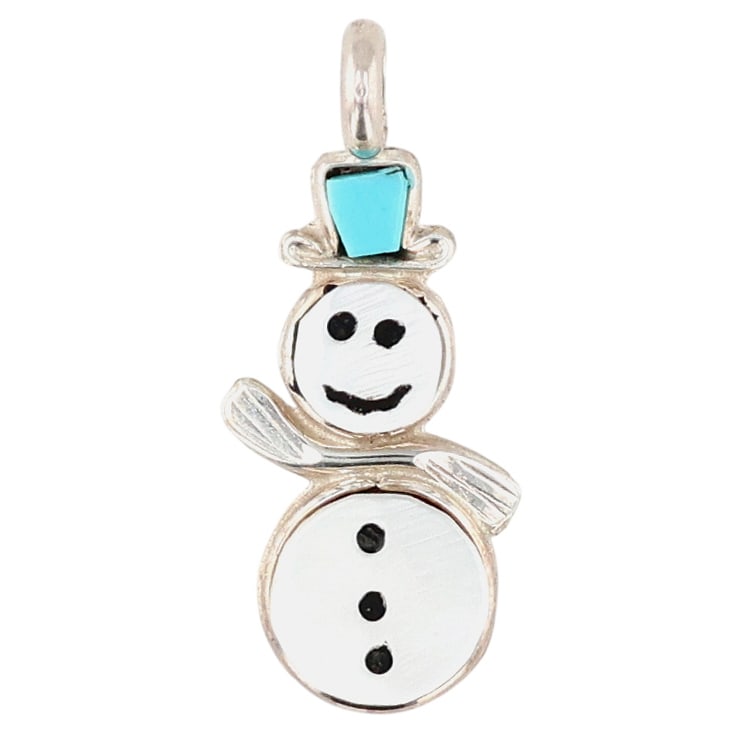 Swain Charlie Zuni Sterling Multi-Stone Snowman Inlay Pendant (1 of 3)