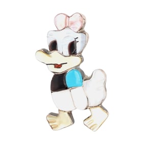 Paula Leekity Zunitoon Sterling Multi-Stone Inlay Daisy Duck Brooch