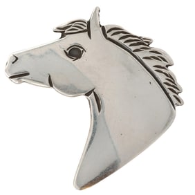 Lee Charley Navajo Plain Silver Horse Brooch