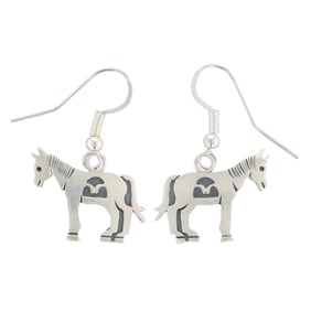 Robert Gene Navajo Plain Silver Horse Earrings