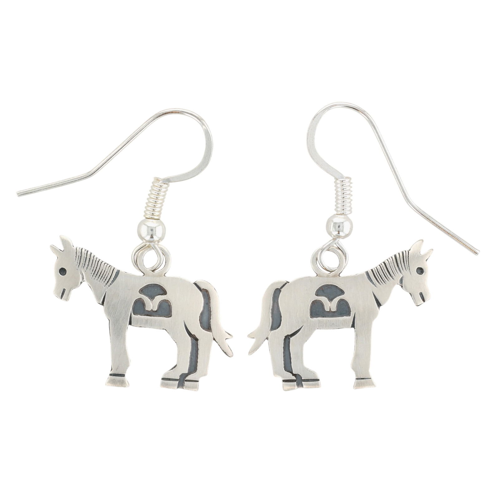 Robert Gene Navajo Plain Silver Horse Earrings: Robert Gene Navajo Plain Sterling Silver Horse Earrings 2g