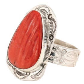 Jones Bahe Navajo Sterling Spiny Oyster Ring Sz 9.5