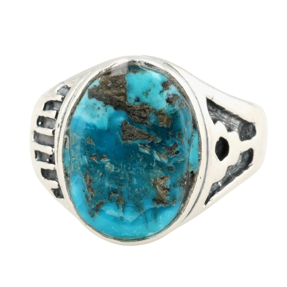 Bevis Tsadiasi Zuni Sterling Turquoise Ring Sz 10.5 (1 of 8)