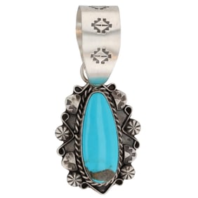 Wilson Dawes Navajo Sterling Turquoise Pendant