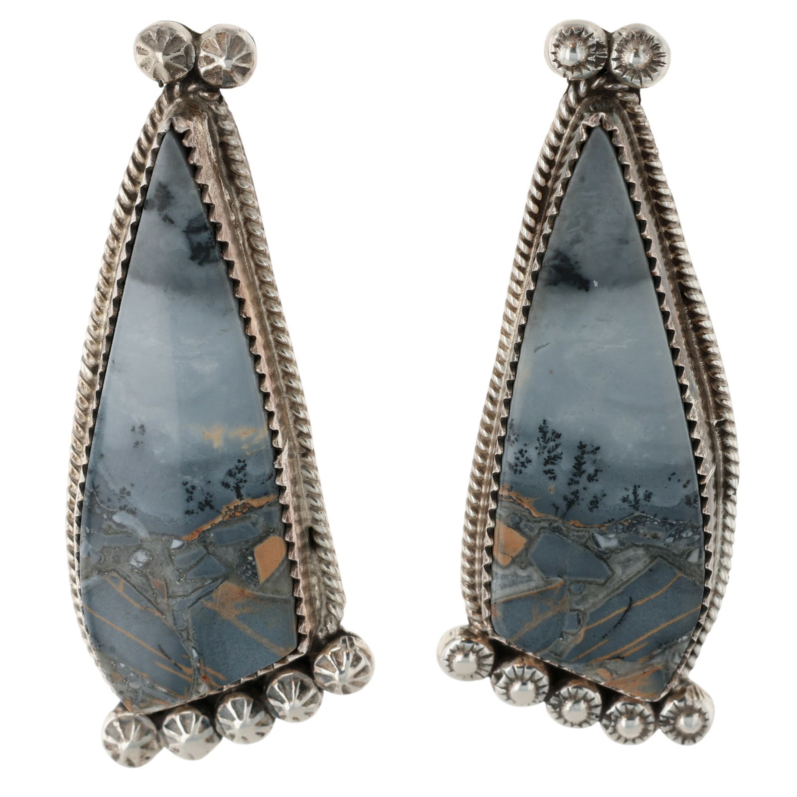Phillip Yazzie Navajo Sterling Jasper Earrings (1 of 4)