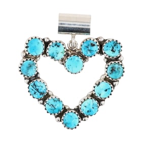 Martin Perry Navajo Sterling Turquoise Heart Pendant