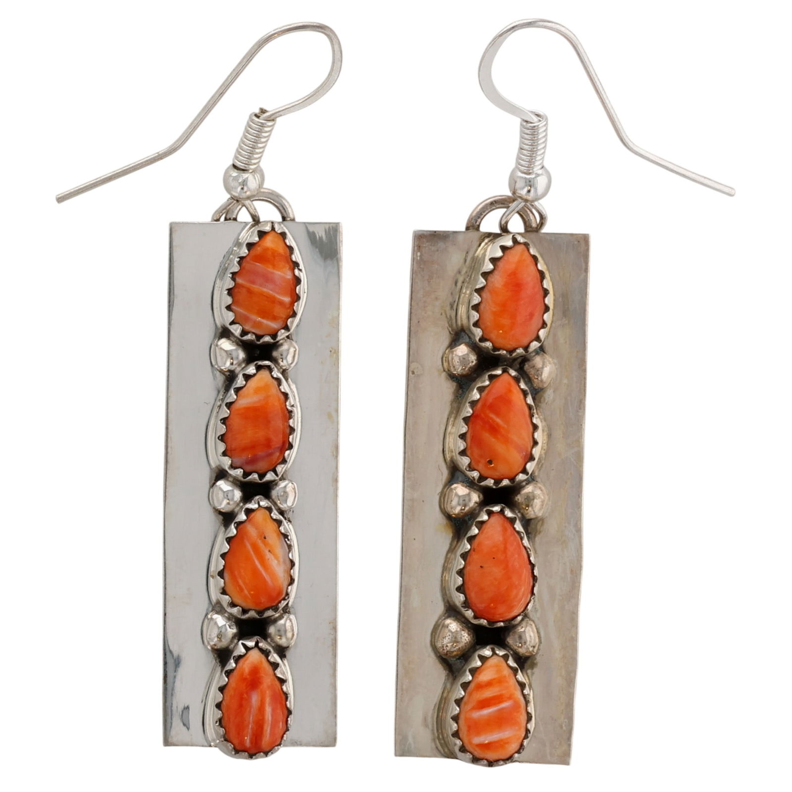 Jody Tsosie Navajo Sterling Spiny Oyster Drop Dangle Earrings: Jody Tsosie Navajo Sterling Spiny Oyster Drop Dangle Earrings 8g
