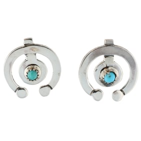Zandra Tahy Navajo Sterling Turquoise Naja Earrings