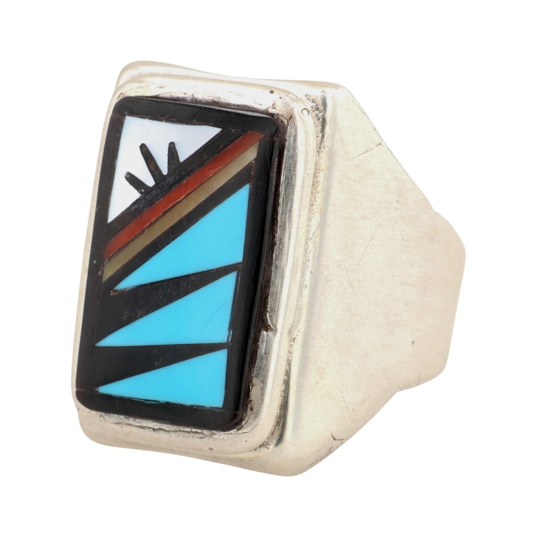 Navajo Sterling Multi-Stone Inlay Ring Sz 9.5 (1 of 7)