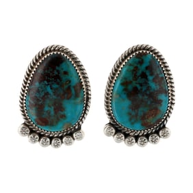 Phillip Yazzie Navajo Sterling Red Mountain Turquoise Earrings