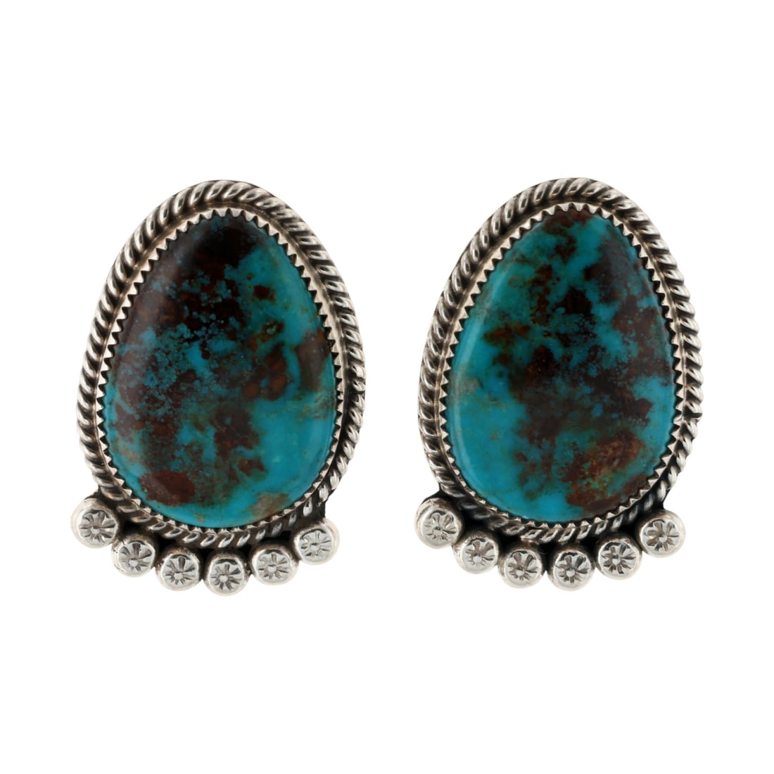 Phillip Yazzie Navajo Sterling Red Mountain Turquoise Earrings (1 of 4)
