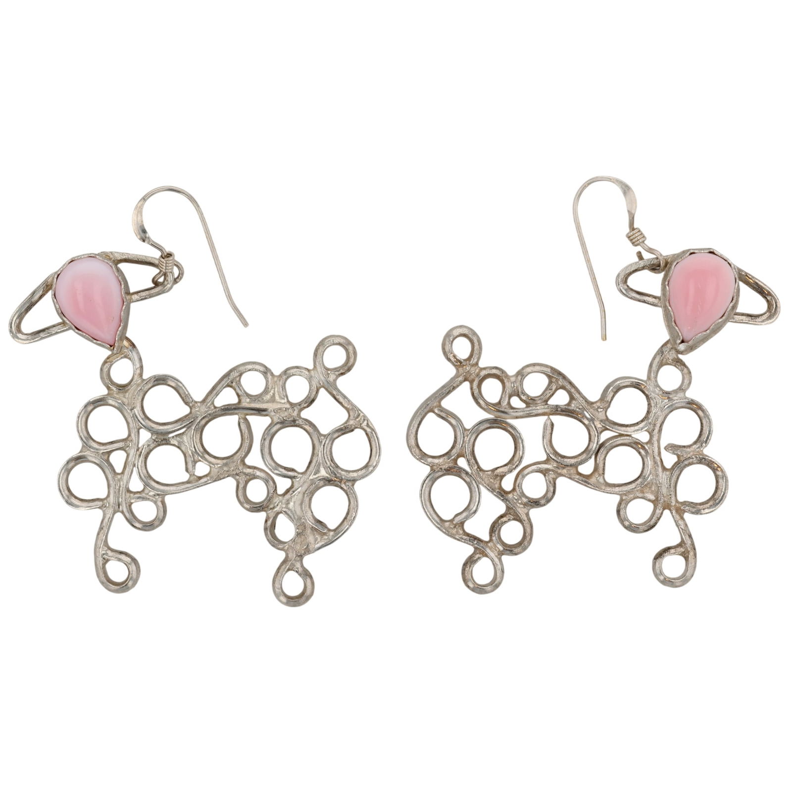 Ray Tolth Navajo Sterling Pink Conch Drop Dangle Earrings (1 of 3)